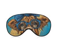 Antifaz para dormir con diseño de vaca de las tierras altas, gafas de sol, con lazo de lunares azules, para mujeres y hombres, correa ajustable, cubierta de ojos vendados, para viajes, yoga, siesta