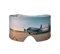 Antifaz para dormir con estampado de avión, bloquea la luz, suave y cómoda, con diadema de pasta ajustable