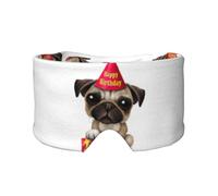 Antifaz para dormir con estampado de cachorro de carlino y feliz cumpleaños, suave y agradable a la piel, antifaz de bloqueo de luz para viajes, yoga y siesta