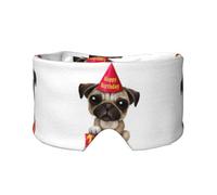 Antifaz para dormir con estampado de cachorro de carlino y feliz cumpleaños, suave y agradable a la piel, antifaz de bloqueo de luz para viajes, yoga y siesta