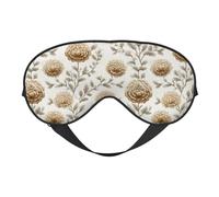 Antifaz para dormir con estampado de flores en color beige pastel y correa ajustable, antifaz para dormir que bloquea la luz para mujeres, hombres, viajes en avión, siestas y meditación.