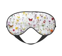 Antifaz para dormir con estampado de flores silvestres y mariposas con correa ajustable, cómoda cubierta para los ojos para viajes, yoga, siestas, dormir y relajarse
