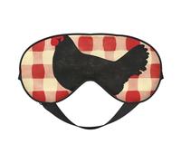 Antifaz para dormir con estampado de gallo negro y rojo con correa ajustable, cómoda cubierta para los ojos para viajes, yoga, siestas, dormir y relajarse