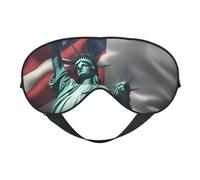 Antifaz para dormir con estampado de la bandera de la Estatua de la Libertad, máscara de ojos suave con correa ajustable para dormir, viajar y relajarse