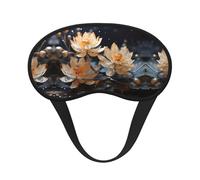 Antifaz para dormir con estampado de loto blanco bohemio, cubierta cómoda para los ojos, ajustable, perfecta para viajes, meditación y camping