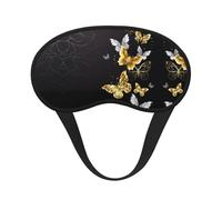 Antifaz para dormir con estampado de mariposas blancas y doradas, cómoda, bloquea la luz, perfecto para viajes, meditación y camping