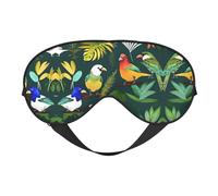 Antifaz para dormir con estampado de pájaros tropicales y hojas de plantas, cómodo con correa ajustable, sombra suave, opaca, para los ojos vendados