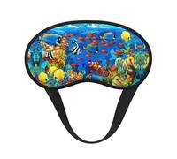 Antifaz para dormir con estampado de peces tropicales y corales, diseño de mundo submarino, cómoda cubierta para los ojos, banda elástica ajustable, perfecta para viajes, siesta, meditación