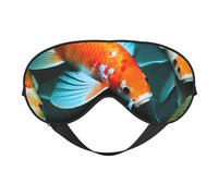 Antifaz para dormir con estampado de pez koi japonés, máscara de ojos suave con correa ajustable para dormir, viajar y relajarse