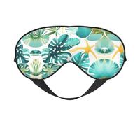 Antifaz para dormir con estampado de plantas tropicales de playa, cómodo con correa ajustable, sombra suave, opaca, cubierta para los ojos vendados