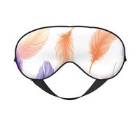 Antifaz para dormir con estampado de plumas coloridas con correa ajustable, cómoda cubierta para los ojos para viajes, yoga, siestas, dormir y relajarse