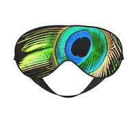 Antifaz para dormir con estampado de plumas de pavo real, máscara de ojos suave con correa ajustable para dormir, viajar y relajarse