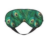 Antifaz para dormir con estampado de plumas de pavo real, suave, transpirable, para viajes, trabajo por turnos y meditación