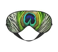 Antifaz para dormir con estampado de plumas de pavo real verde, antifaz suave con correa ajustable para dormir, viajar y relajarse