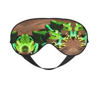 Antifaz para dormir con estampado de ranas divertidas con correa ajustable suave para viajes en avión, relajarse, yoga, siesta y meditación