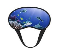 Antifaz para dormir con estampado de tiburón que nade bajo el mar, cubierta suave, sin presión para dormir, máscaras de ojos para personas que duermen de lado