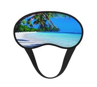 Antifaz para dormir con estampado tropical de arena blanca y océano para personas que duermen de lado, bonita máscara opaca para el hogar o viajes