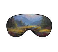 Antifaz para dormir con flores silvestres coloridas y puente de madera, para mujeres y hombres, correa ajustable, cubierta de ojos vendados, para viajes, yoga, siesta, trabajo