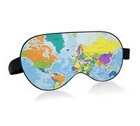 Antifaz para dormir con mapa del mundo para mujeres y hombres, suave, cómodo, antifaz para bloquear la luz, antifaz nocturno con correa ajustable para viajes, dormir, turnos de trabajo