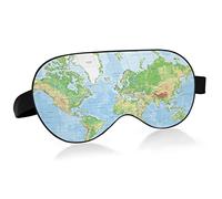 Antifaz para dormir con mapa del mundo para mujeres y hombres, suave, cómodo, antifaz para bloquear la luz, antifaz nocturno con correa ajustable para viajes, dormir, turnos de trabajo