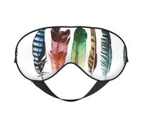 Antifaz para dormir con plumas dibujadas a mano en color blanco, máscara de ojos para dormir, correa totalmente ajustable para mujeres y hombres