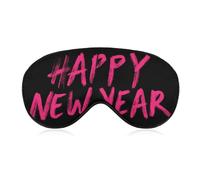 Antifaz para dormir con texto en inglés "Happy New Year", color rosa, para mujeres y hombres, correa ajustable, cubierta de ojos vendados, para viajes, yoga, siesta, trabajo