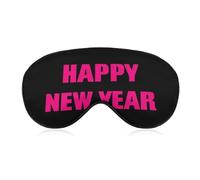 Antifaz para dormir con texto en inglés "Happy New Year", color rosa, para mujeres y hombres, correa ajustable, cubierta de ojos vendados, para viajes, yoga, siesta, trabajo
