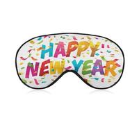 Antifaz para dormir con texto en inglés "Happy New Year" para mujeres y hombres, correa ajustable, cubierta de ojos vendados, para viajes, yoga, siesta, trabajo