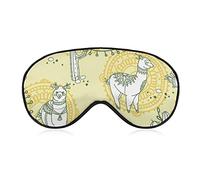 Antifaz para dormir Cute Doodle Alapaca Sleep Eye Mask Blindfold con correa ajustable Boho Cactus Yellow Soft Eye Cover para bloquear las luces