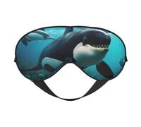 Antifaz para dormir de doble cara con ballenas asesinas, cómoda y suave, con correa ajustable, bloquea la luz