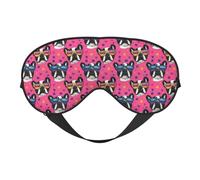 Antifaz para dormir de doble cara, con estampado de bulldog francés, color rosa intenso, para mujeres y hombres, cubreojos opacos para viajes/dormir