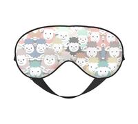 Antifaz para dormir de doble cara con patrón de dibujos animados de ovejas coloridas, suave, cómodo, bloqueo de luz, cubierta de ojos para descanso nocturno