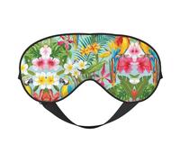 Antifaz para dormir de doble cara con plantas tropicales y loros, suave, cómodo, bloqueo de luz, para descanso nocturno