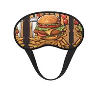 Antifaz para dormir de gran tamaño con estampado de hamburguesas de dibujos animados, cómoda cubierta de ojos, bloqueo de luz, perfecta para viajes, meditación y camping