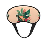 Antifaz para dormir de interior con diseño de plantas verdes pequeñas, de satén, con borde negro, para bloquear la luz y dormir reparador