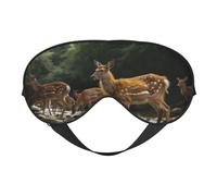Antifaz para dormir de poliéster natural con diseño rústico de animales salvajes y ciervos a la orilla del río, con correa ajustable para la cabeza. Antifaz que bloquea la luz para siestas, yoga y med