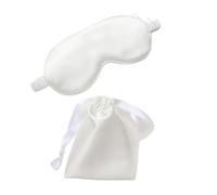 Antifaz para dormir de seda con bolsa de transporte, protección ocular para mujeres y hombres, cómodo parche en el ojo, ayuda a descansar (blanco)