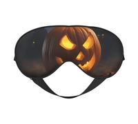 Antifaz para dormir de seda con estampado de calabaza de Halloween con hebilla ajustable, elegante máscara de ojos para mujeres, viajes, siesta, trabajo, oficina