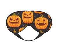 Antifaz para dormir de seda con estampado de calabaza de Halloween con hebilla ajustable, elegante máscara de ojos para mujeres, viajes, siesta, trabajo, oficina
