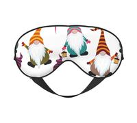 Antifaz para dormir de seda con estampado de gnomos divertidos de Navidad con hebilla ajustable, elegante máscara de ojos para mujeres, viajes, siesta, trabajo, oficina