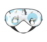 Antifaz para dormir de seda con estampado de pingüinos lindos con hebilla ajustable, elegante máscara de ojos para mujer, viajes, siesta, trabajo, oficina