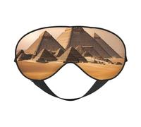 Antifaz para dormir de seda con estampado de pirámides de Egipto con hebilla ajustable, elegante máscara de ojos para mujer, viajes, siesta, trabajo, oficina
