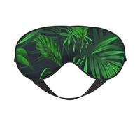 Antifaz para dormir de seda con estampado de plantas tropicales verdes, cubierta suave con correa ajustable, cómoda para viajes, oficina y siesta