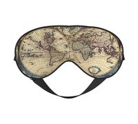Antifaz para dormir de seda de imitación de mapa del mundo antiguo - Relajación con correa elástica ajustable - Ideal para viajes y sueño profundo