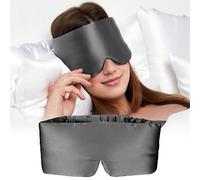 Antifaz para dormir de seda de morera 100 % para hombre y mujer, con diadema ajustable, tamaño completo, antifaz grande para dormir con los ojos vendados para un oscurecimiento total durante toda la