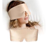 Antifaz para dormir de seda de morera 100 % para hombre y mujer, con diadema ajustable, tamaño completo, antifaz grande para dormir con los ojos vendados para un oscurecimiento total toda la noche,