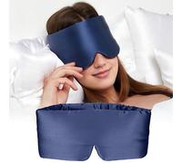 Antifaz para dormir de seda de morera 100 % para hombre y mujer, con diadema ajustable, tamaño completo, antifaz grande para dormir con los ojos vendados para un oscurecimiento total toda la noche,