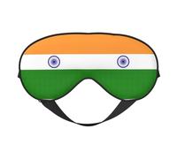 Antifaz para dormir de seda sintética con bandera india - Relajación con correa elástica ajustable - Ideal para viajes y sueño profundo