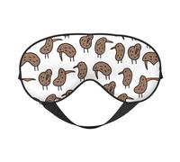 Antifaz para dormir de seda sintética con diseño de pájaros kiwi, para relajación, con correa elástica ajustable, ideal para viajes y sueño profundo