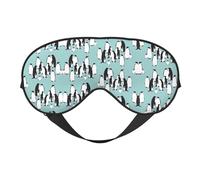 Antifaz para dormir de seda sintética con diseño de pingüinos, para relajación, con correa elástica ajustable, ideal para viajes y sueño profundo